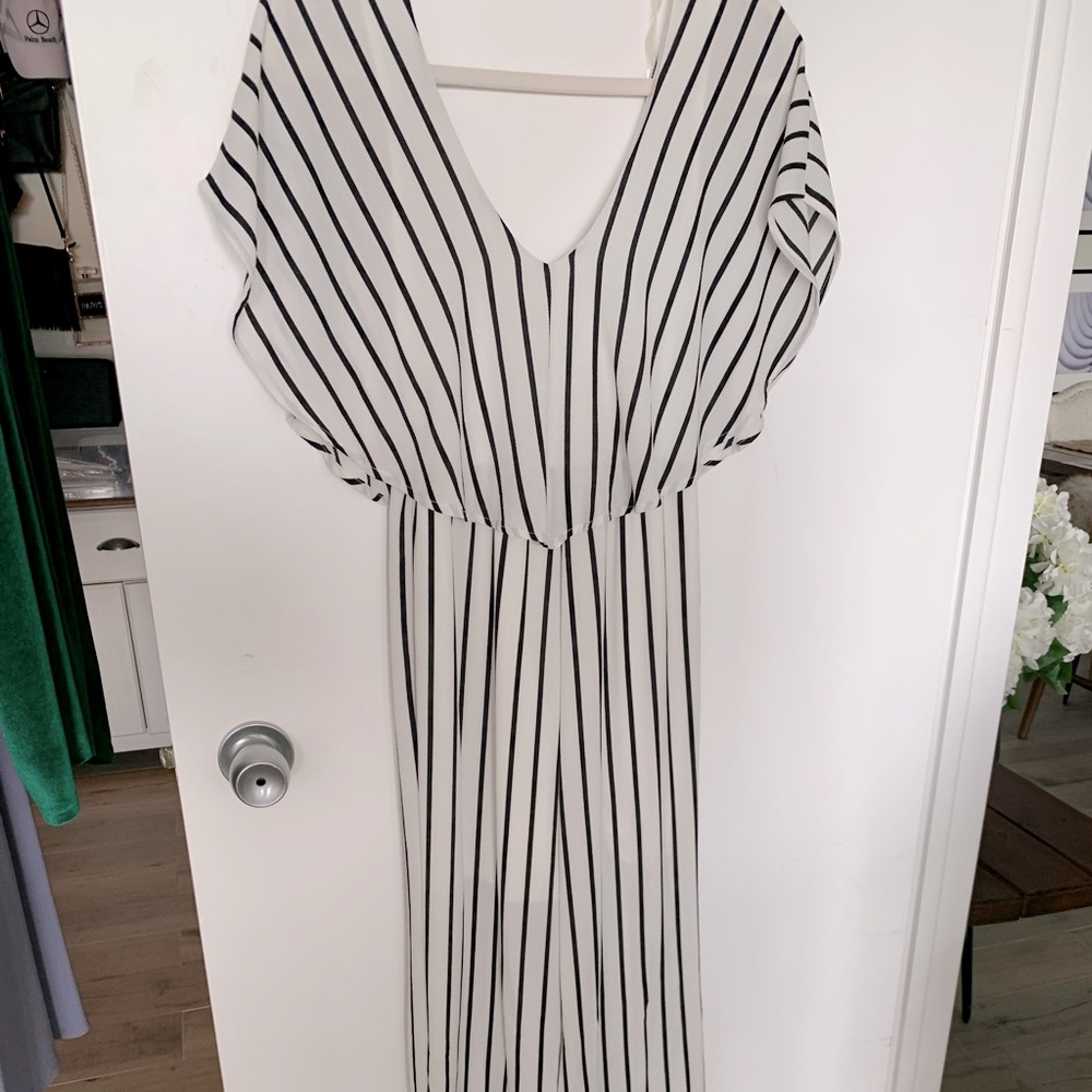White & Black pants jumpsuit